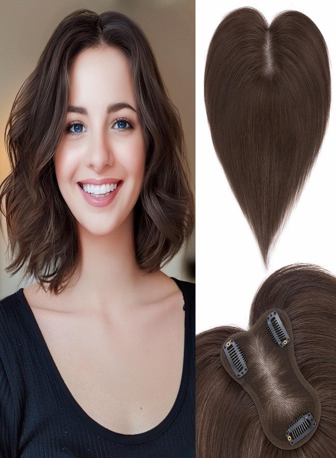 SEGO Human Hair Topper 360°3D Coverage Hairpieces Hand-stitched Real Hair Toppers for Women Add Volume,11inch #02 Dark Brown,20g - Image 1